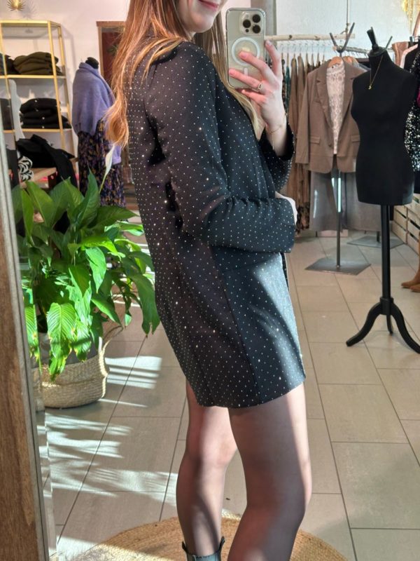 Combishort Jersy noire à strass – Image 2