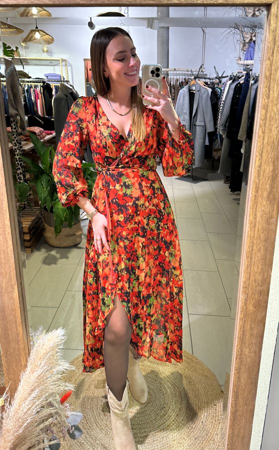 Robe porte feuille Luigia rouge Robe porte feuille Luigia rouge