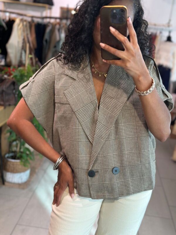 Gilet Yesna pied de poule moka