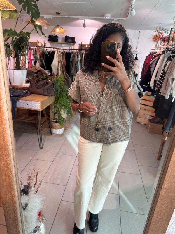 Gilet Yesna pied de poule moka – Image 3