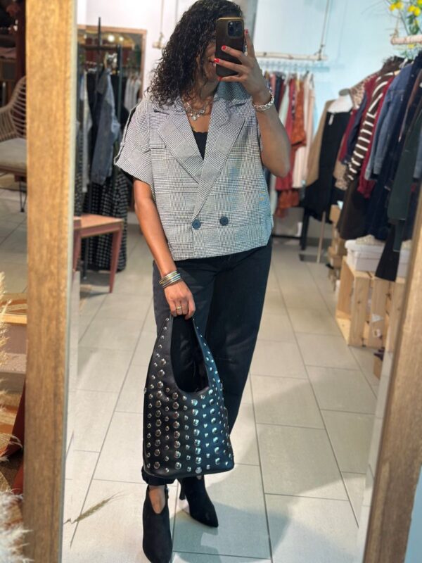 Gilet Yesna pied de poule gris – Image 3