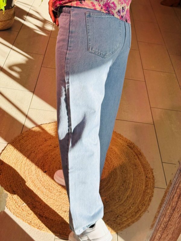Pantalon en jeans coupe droite bleu claire – Image 2