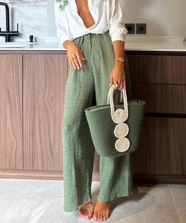 Pantalon kaki texturé coupe droit