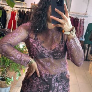 Sous pull en dentelle Prune