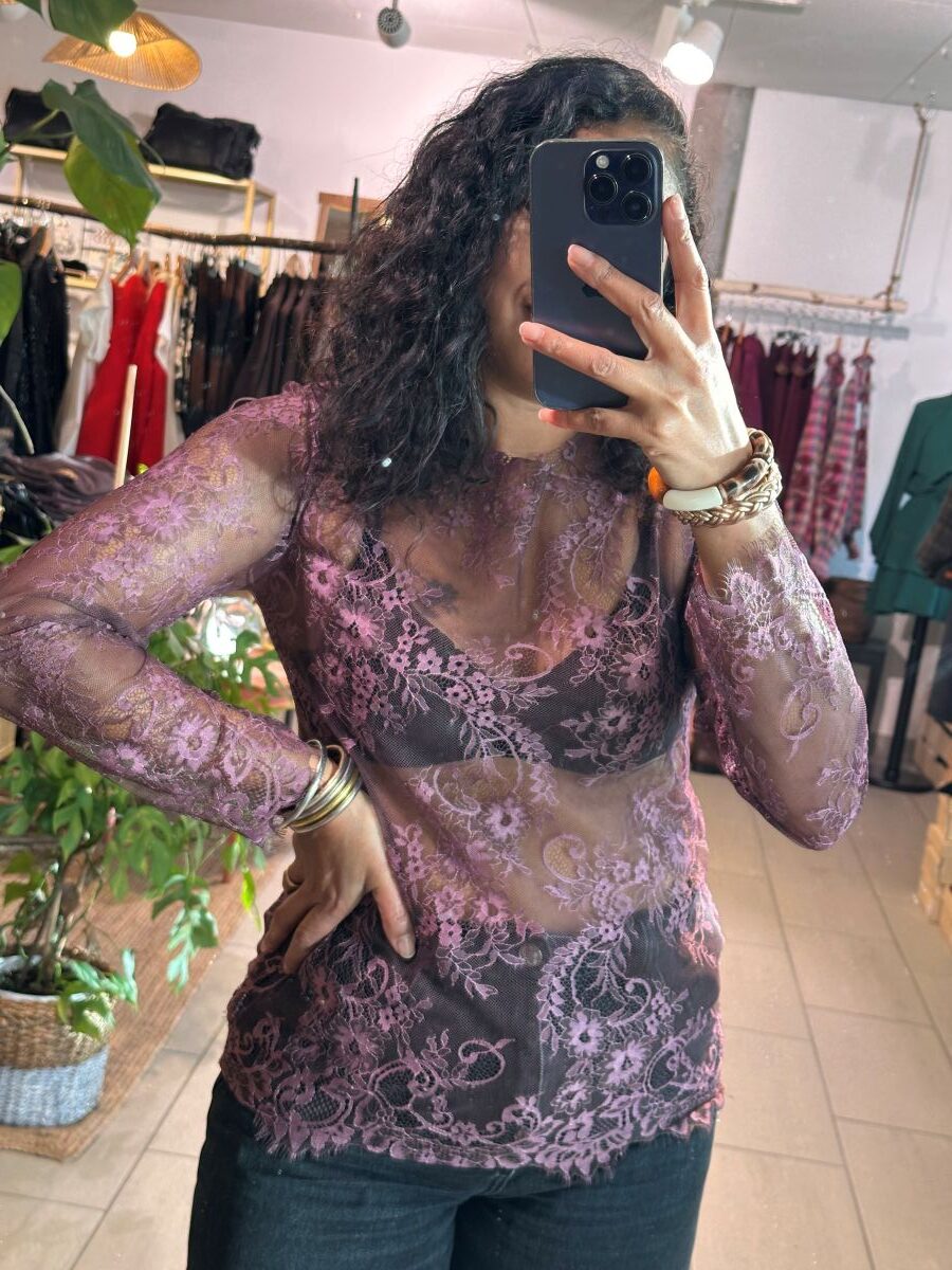 Sous pull en dentelle Prune