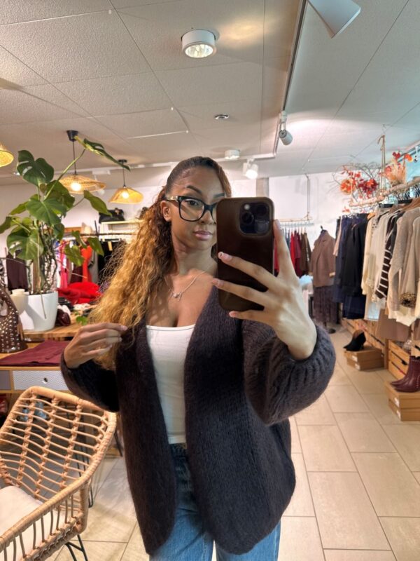 Gilet Betty Chocolat en maille fabrication Italienne