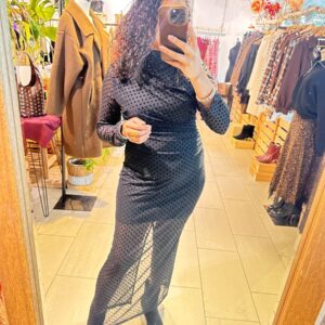 Robe Longue à pois noire Loane