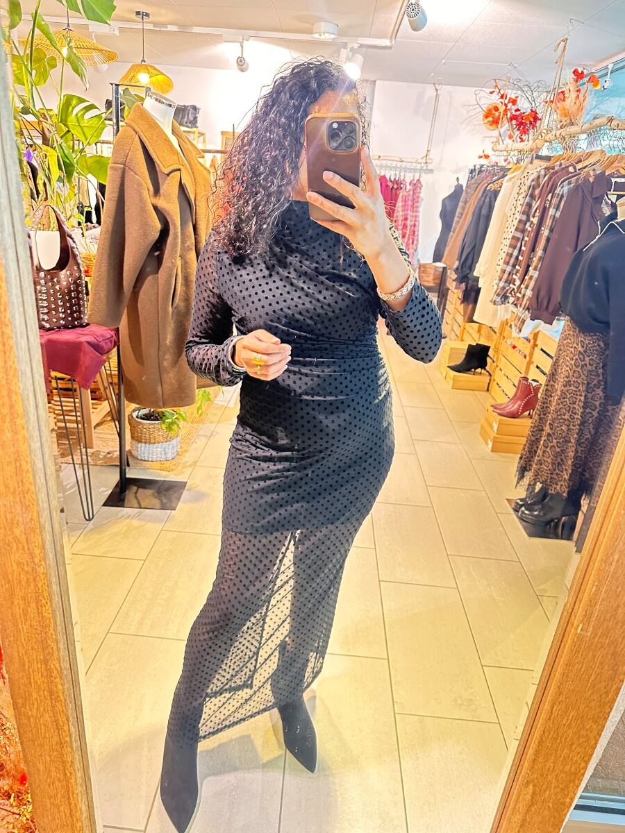 Robe Longue à pois noire Loane