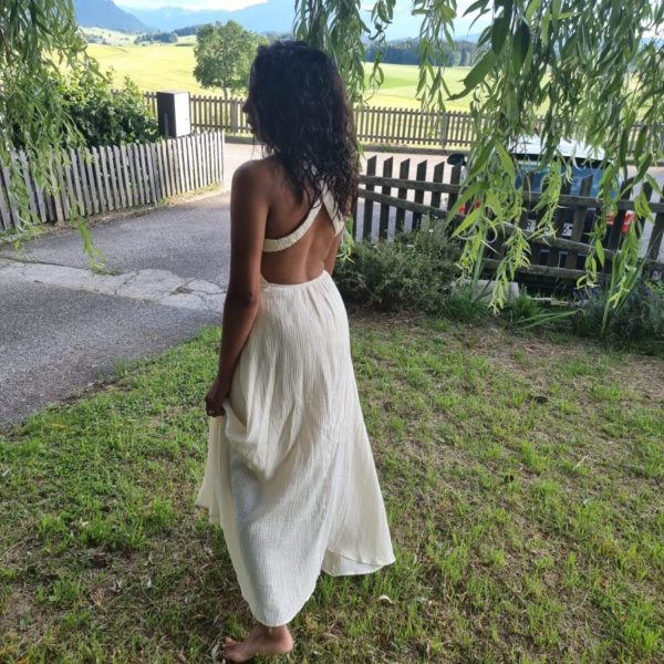 Robe Wilma écru en gaze de coton
