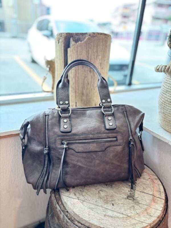 Sac café en simili cuir