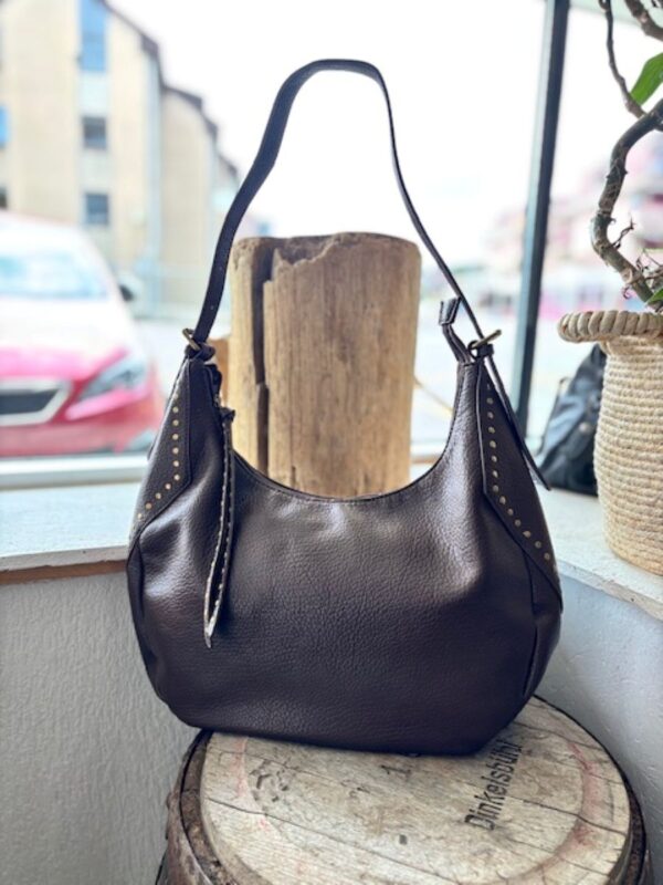 Sac chocolat hobo en simili cuir