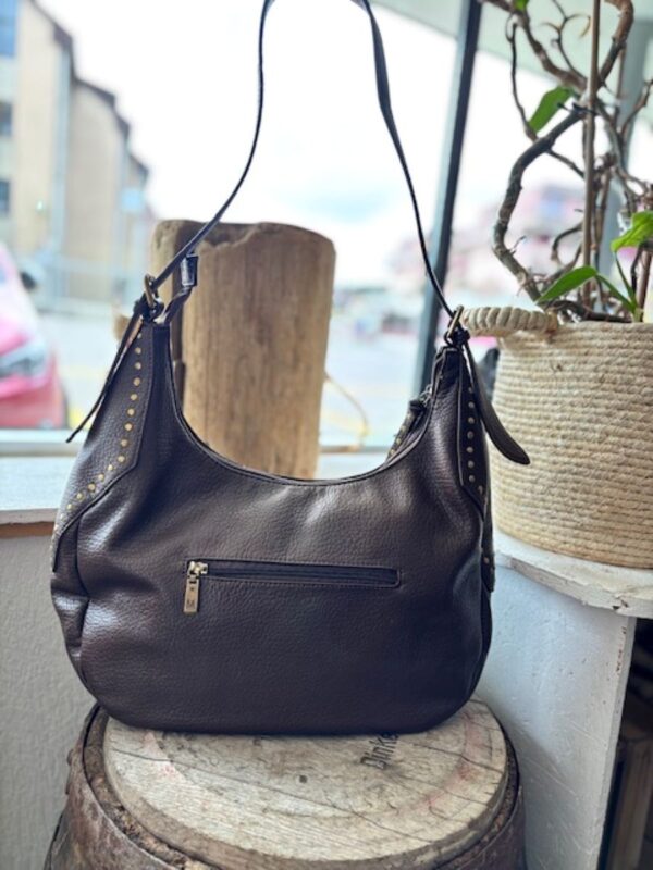 Sac chocolat hobo en simili cuir – Image 4