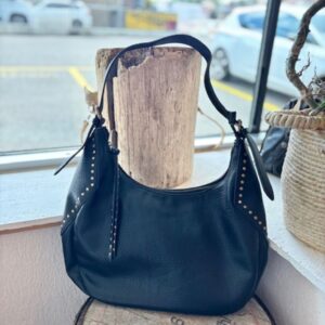 Sac noir hobo en simili cuir