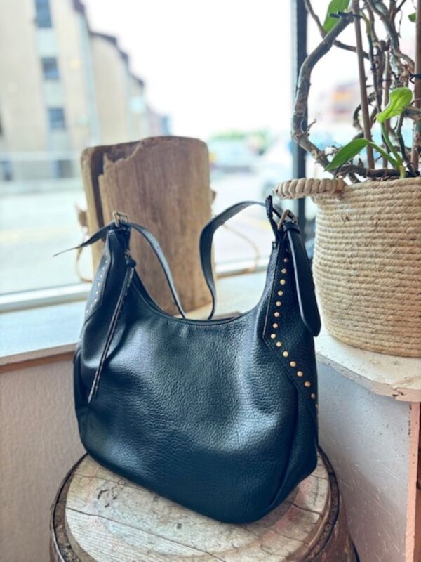 Sac noir hobo en simili cuir – Image 2