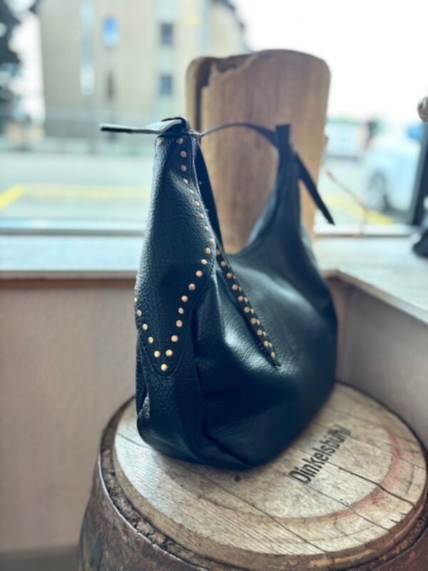 Sac noir hobo en simili cuir – Image 4