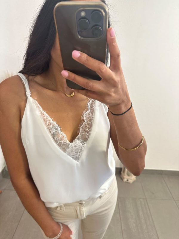 Top Lee blanc en dentelle