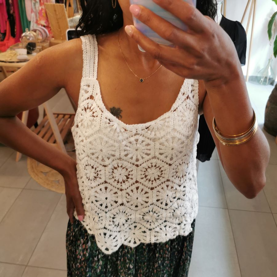 Top en crochet Irine blanc Top en crochet Irine blanc