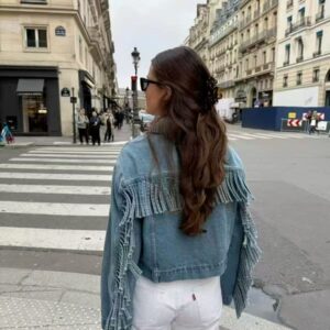 Veste en jeans Vanny à franges